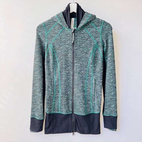 Lululemon Daily Practice Jacket, Irregular Spacebone green/black, Size 4 - Picture 3 of 10